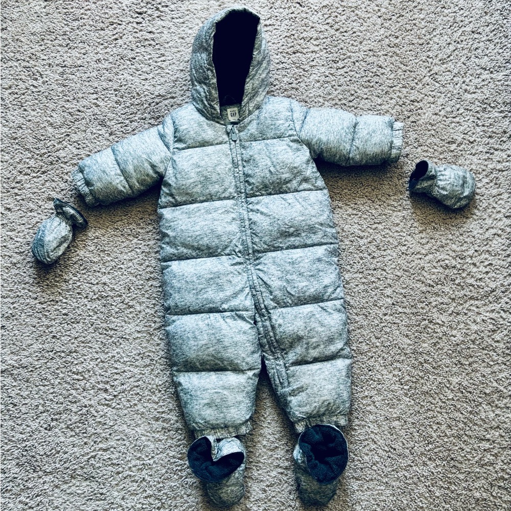 Cozy Gray Baby One Piece Snowsuit